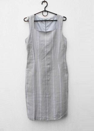 Льняное платье  в полоску jenni button