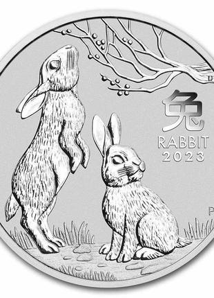Серебряная монета Год Кролика (Австралия) от Perth Mint 1/2 ун...