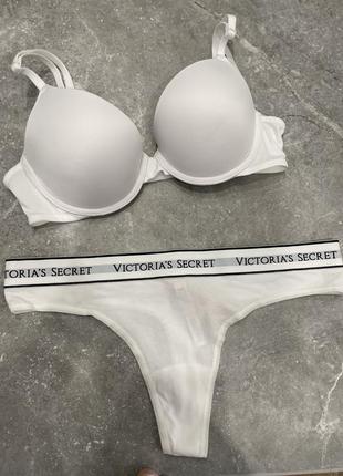 Бельё комплект victoria’s secret белый набор виктория сикрет