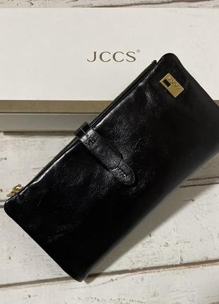 Женский кошелек из натуральной кожи jccs черный портмоне