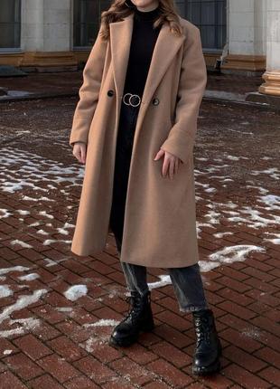 Оверсайз oversize женское кашемировое шерстяное пальто