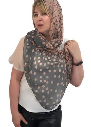 Женский шарф платок шифон в горох confetti 160см*55см серый