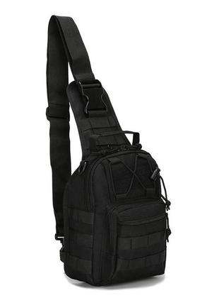 Тактическая армейская сумка - рюкзак через плечо черного цвета...