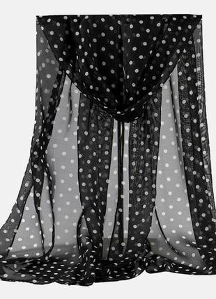 Женский шарф платок в горох шифоновый basic 150см*70см