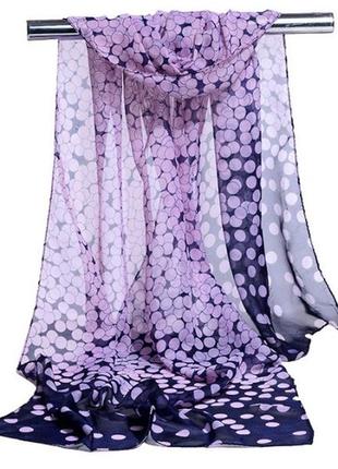Женский шарф платок в горох confetti 150см*49см темно-синий