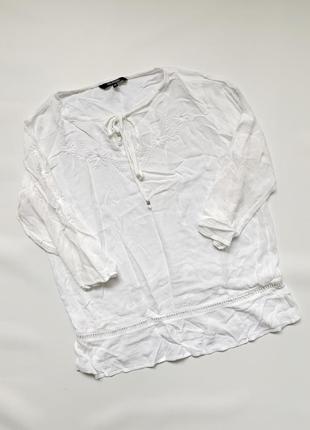 Белая прозрачная легкая блузка с вышивкой top secret