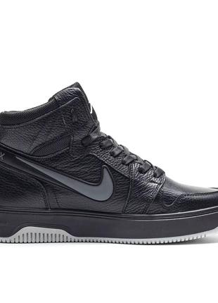 Зимние кожаные ботинки Nike Air цвет черный/серый