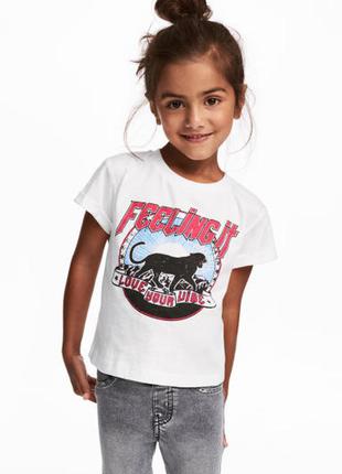 H&m футболка с пантерой на девочку 3-5 лет