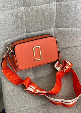 Помаранчова сумка клатч marc jacobs logo orange snapshot cross...