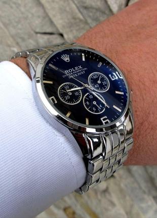 Суперкрутые мужские кварцевые часы Rolex в серебренном стиле