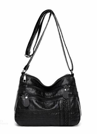 Женская сумка через плечо 10186 кросс-боди черная