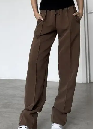 Женские трендовые базовые штаны-палаццо со стрелками на высоко...