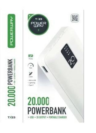 Power Bank 20000 mAh TX23 (USB, Micro USB, Type-C, Lightning)