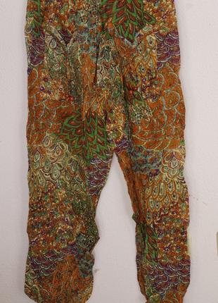 Женские штаны шаровары с карманами. павлин 100 см . Индия