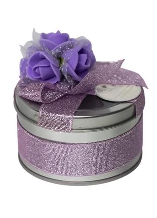 Коробочка подарочная металлическая фиолетовая
