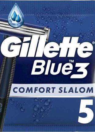 Станок одноразовий для голiння 5шт чол Blue 3 Comfort Slalom Т...