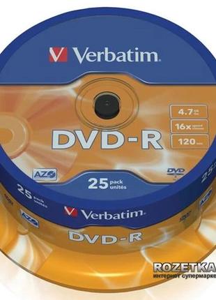 Verbatim DVD-R 4,7 GB 16x Cake 25 шт (43522)
