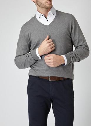 Пуловер с v-образным вырезом средне-серого меланжа mcneal розм...