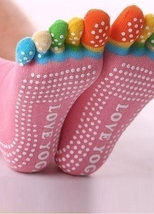 Шкарпетки для йоги для жінок на п'ять кольорових пальців, неко...