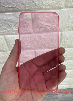 Чехол силиконовый прозрачный с красным оттенком iPhone 6 Plus,...