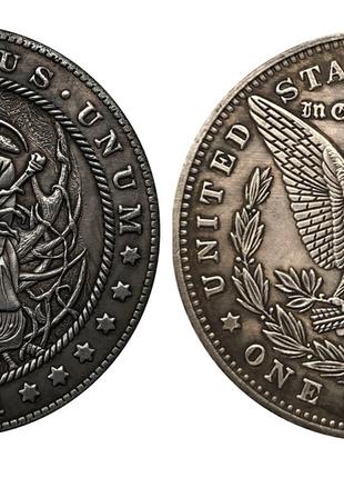 Монета сувенир, доллар США Морган 1881г чумной доктор