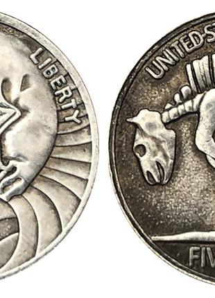 Сувенирная серебряная долларовая монета моргана 1937г Звезды
