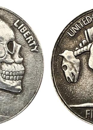Сувенірна срібна монета моргана 1937г Череп