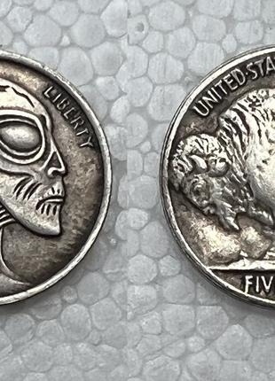 Сувенирная серебряная долларовая монета моргана 1937г Иноплане...