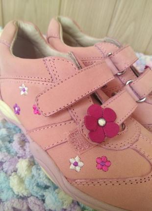 Качественные кожаные детские кроссовки gabor/удобные розовые т...
