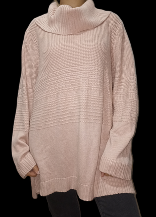Calvin klein свитер оверсайз с воротником розово пудровый цвет