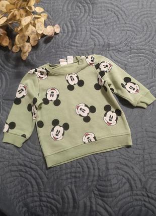 Утеплений світшот міккі маус mickey mouse h&m на 6-9 місяців 7...