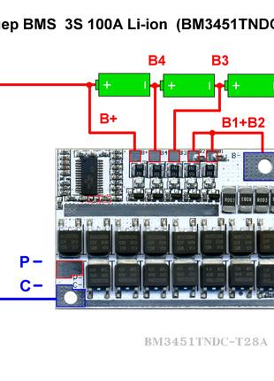 Контролер BMS 3S 100A Li-ion