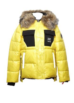 Куртка коротка жіноча зимова visdeer xxl жовтий