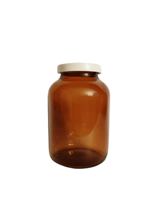 Бутылка, банка с крышкой лекарственная 110 мл, стекло, коричневая