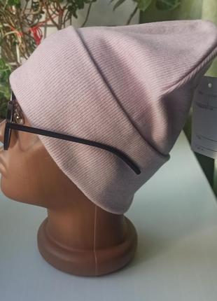 Новая красивая шапка с ангорой (утепленная флисом) розовая пудра