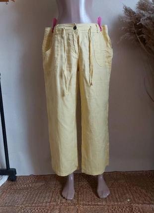 Фирменные denim co летние штаны со 100 % льна в светло желтом ...