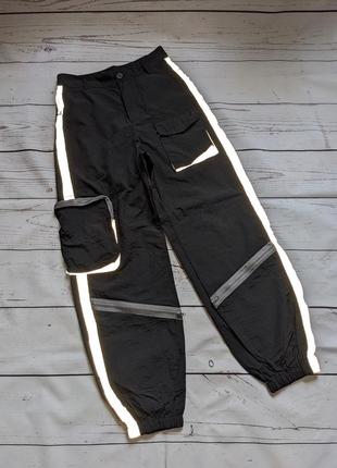 Черные карго брюки, светящиеся карго брюки от shein