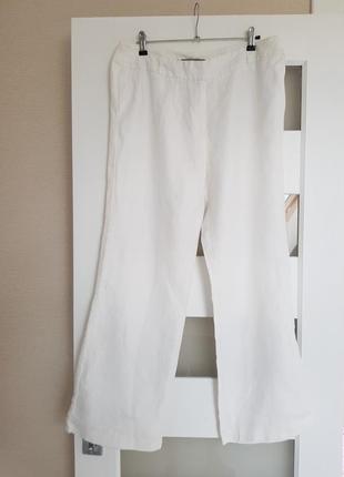 Белые легкие брюки чистый лен marks &amp;spencer