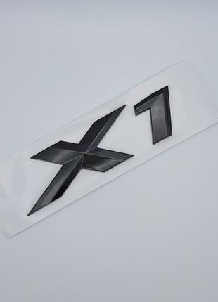 Эмблема надпись X1, BMW (чёрный, глянец)