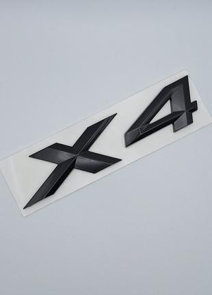 Эмблема надпись X4, BMW (чёрный, глянец)