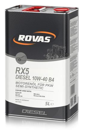 Полусинтетическое моторное масло Rovas RX5 Diesel 10W-40 B4 5л