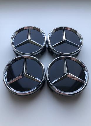 Колпачок - заглушка колесного диска Mercedes 70/75мм черные (к...