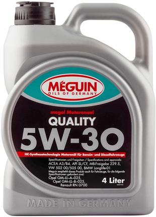 Синтетическое моторное масло Meguin 5W30 Quality SL/CF (4л)