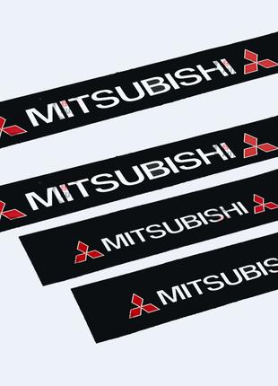 Наклейки на пороги черные для авто "MITSUBISHI" комплект 4 штуки