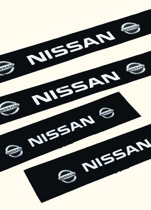 Наклейки на пороги черные для авто "NISSAN" комплект 4 штуки