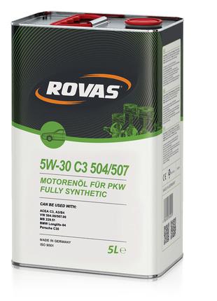 Синтетическое моторное масло Rovas 5W-30 C3 504/507 5л