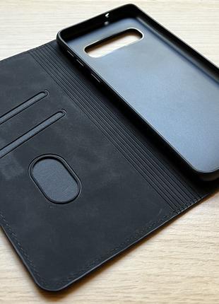 Чехол - книжка (флип чехол) для Samsung Galaxy S10 чёрный, мат...