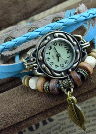 Винтажные часы-браслет голубые винтаж