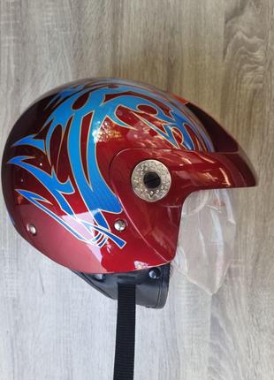 Шлем мотоциклетный красно-синий без бороды/ без нижней челюсти...