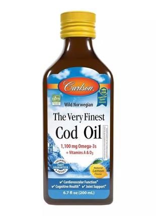 Жирные кислоты Carlson Labs The Very Finest Cod Oil 1100 mg Wi...